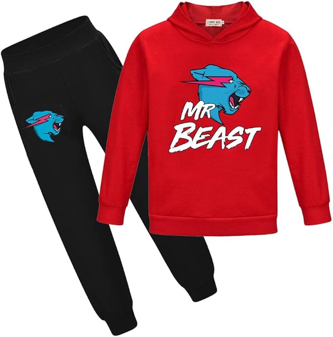 LaughZuaia Boys' Lightning Cat Youtuber Hoodie & Jogger Set