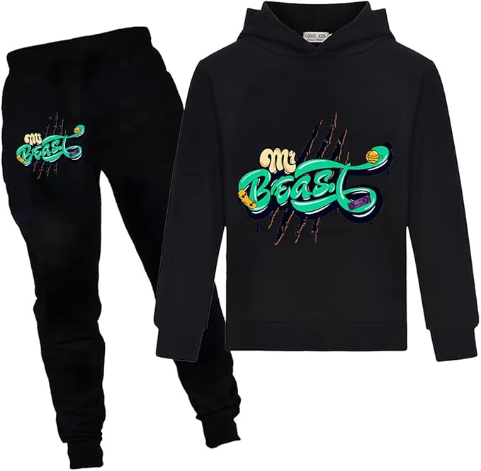 LaughZuaia Boys' Lightning Cat Youtuber Hoodie & Jogger Set