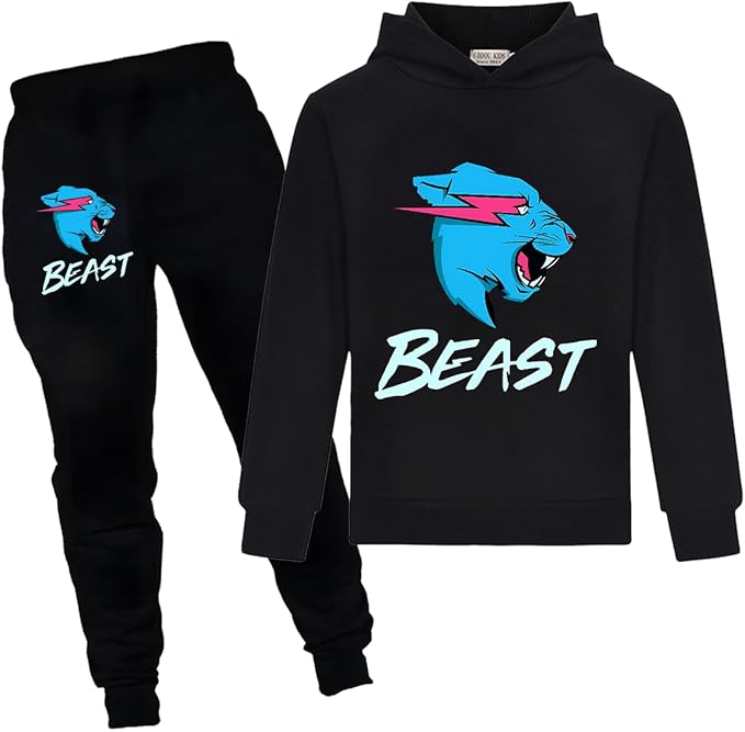 LaughZuaia Boys' Lightning Cat Youtuber Hoodie & Jogger Set