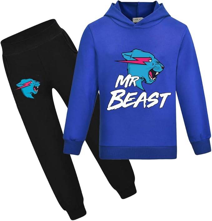 LaughZuaia Boys' Lightning Cat Youtuber Hoodie & Jogger Set