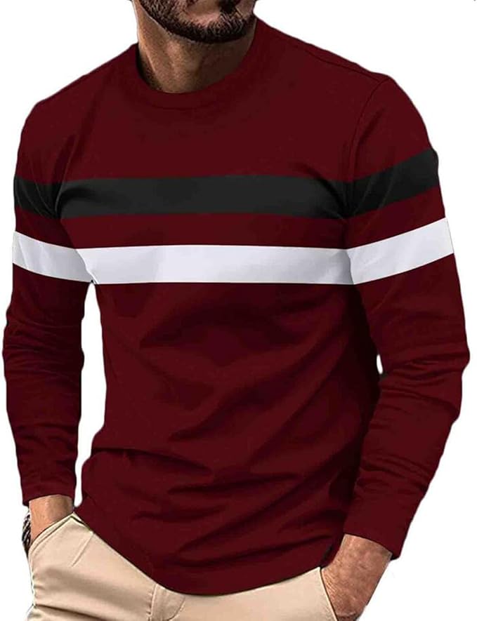 Men’s Long Sleeve Striped Crewneck Tee