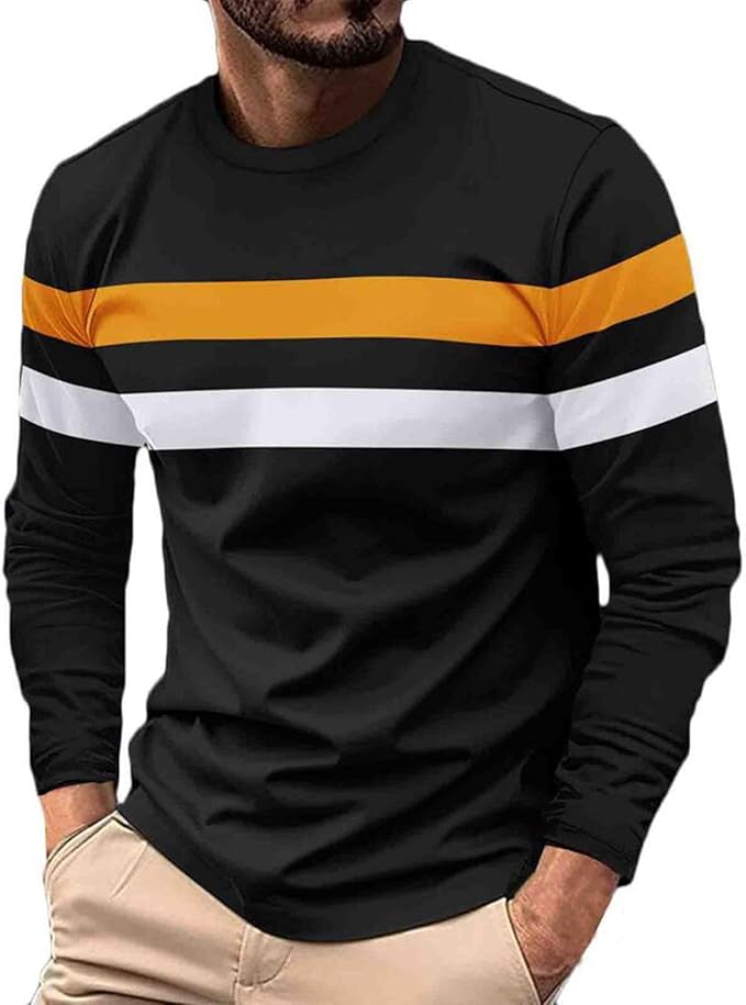 Men’s Long Sleeve Striped Crewneck Tee