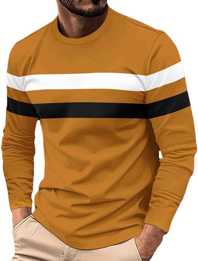Men’s Long Sleeve Striped Crewneck Tee