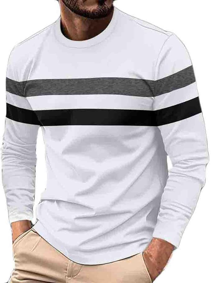 Men’s Long Sleeve Striped Crewneck Tee