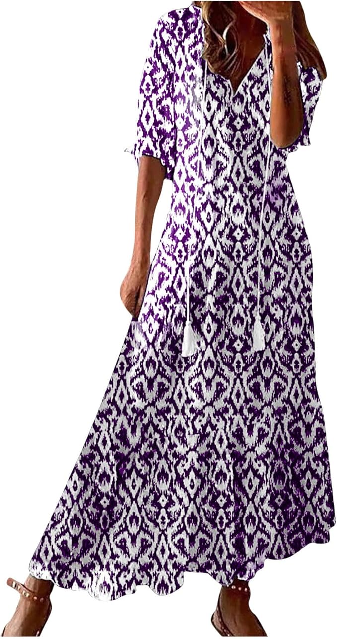 Generic Women’s Boho V-Neck Maxi Dress