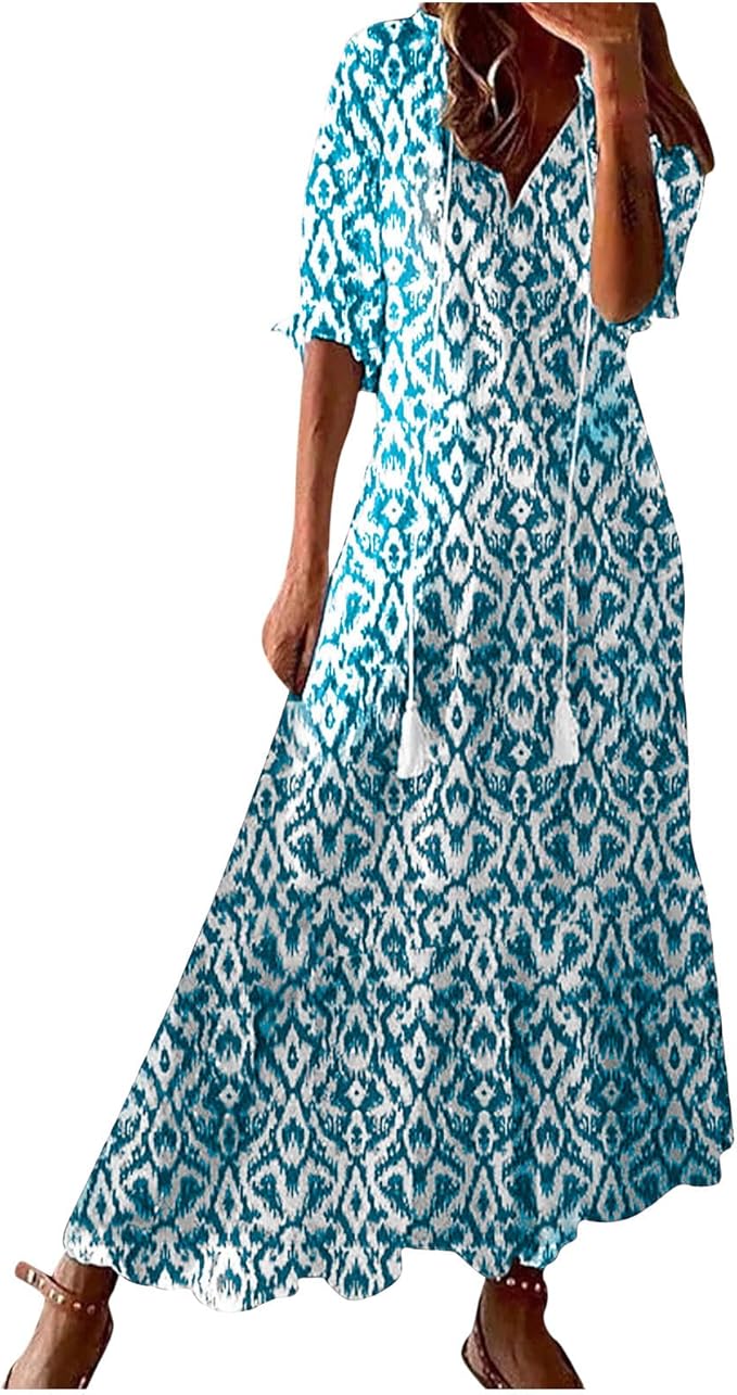 Generic Women’s Boho V-Neck Maxi Dress