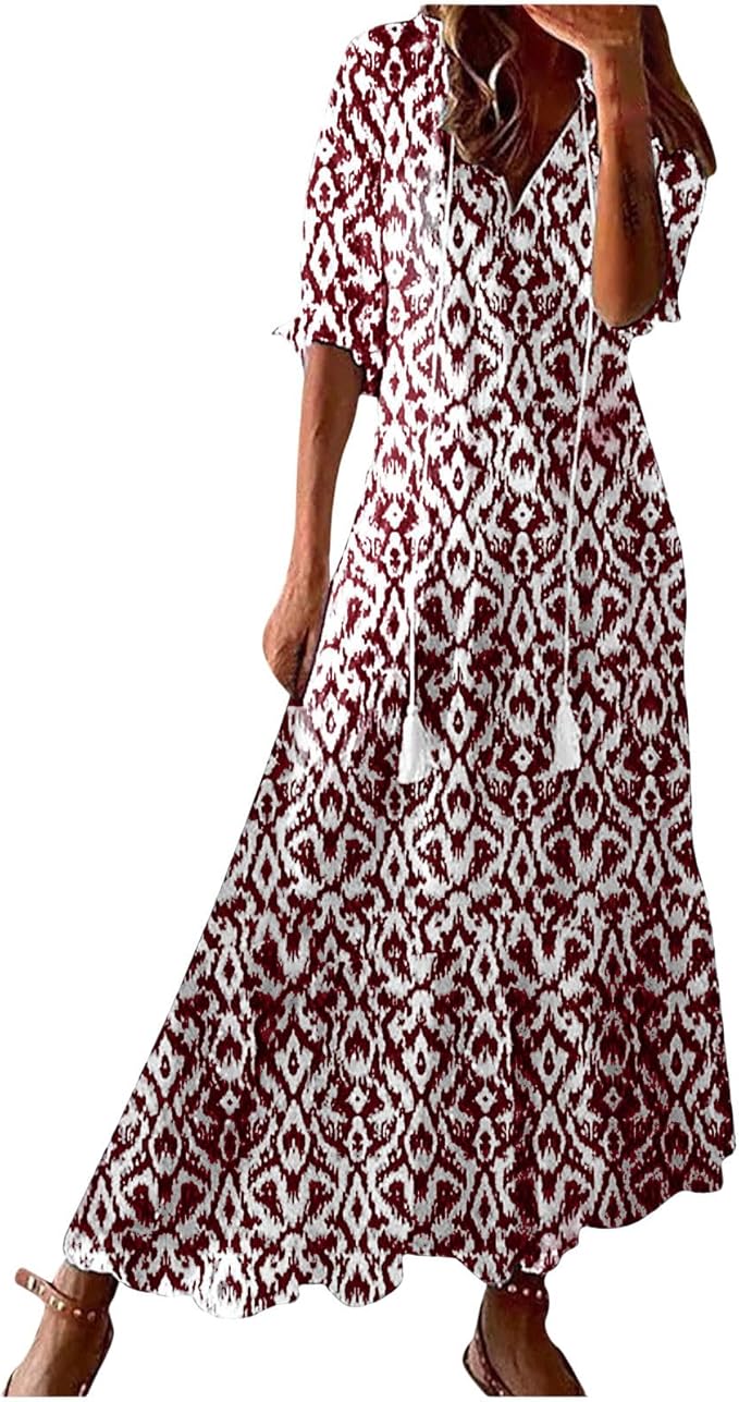 Generic Women’s Boho V-Neck Maxi Dress