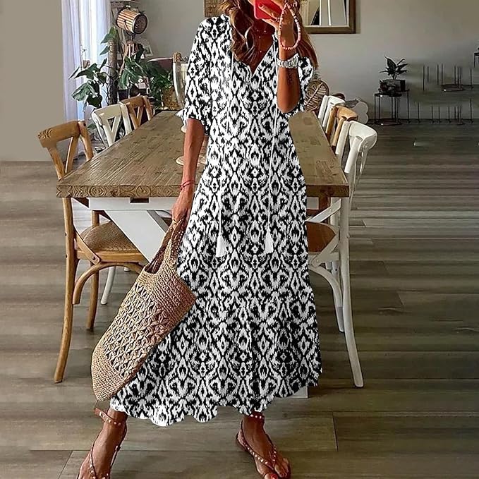 Generic Women’s Boho V-Neck Maxi Dress