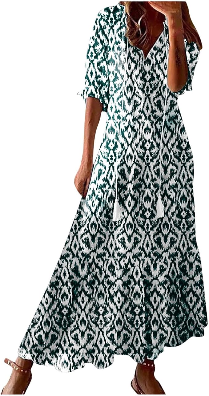 Generic Women’s Boho V-Neck Maxi Dress