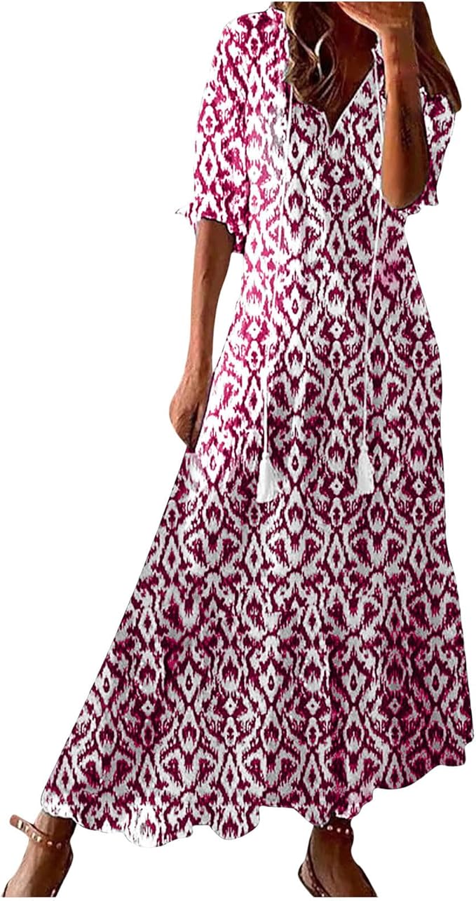 Generic Women’s Boho V-Neck Maxi Dress