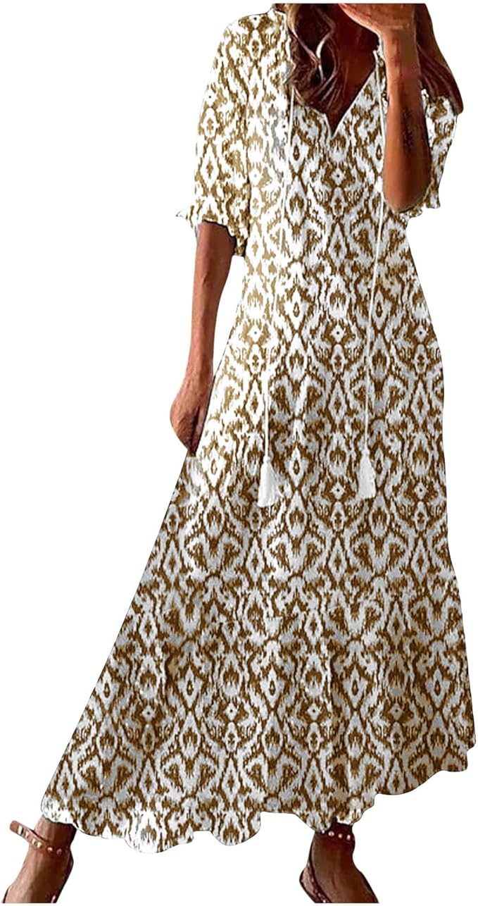 Generic Women’s Boho V-Neck Maxi Dress