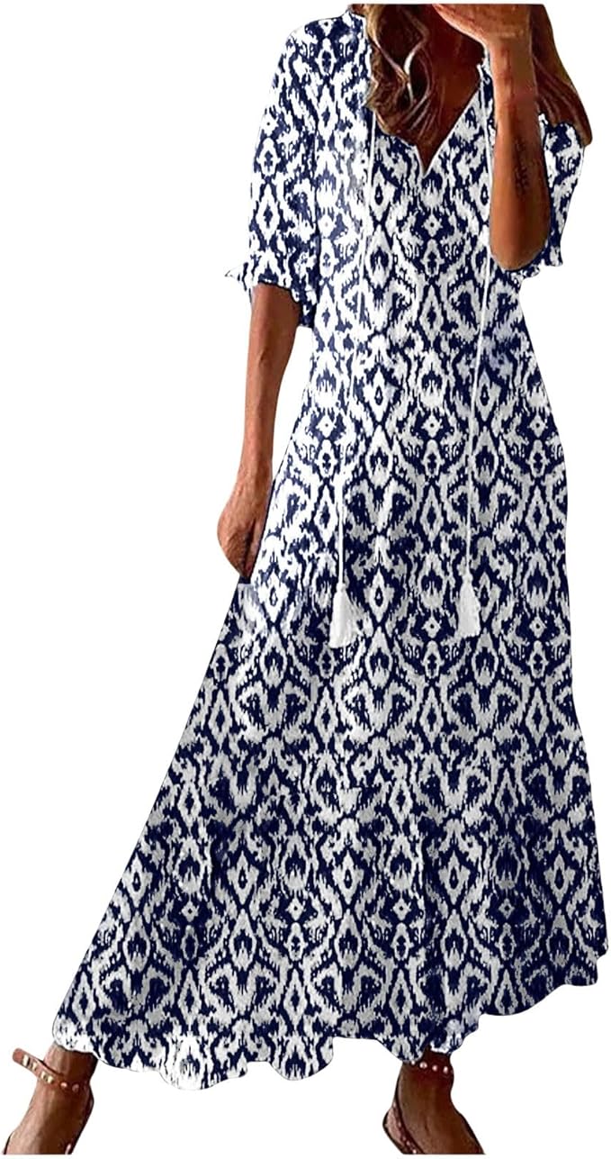 Generic Women’s Boho V-Neck Maxi Dress