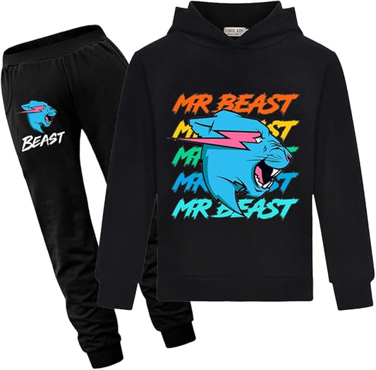 LaughZuaia Boys' Lightning Cat Youtuber Hoodie & Jogger Set