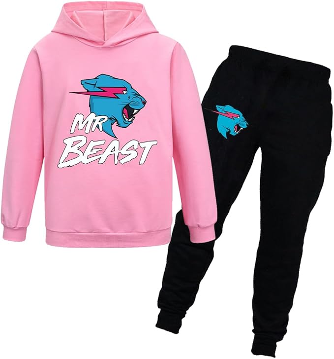 LaughZuaia Boys' Lightning Cat Youtuber Hoodie & Jogger Set