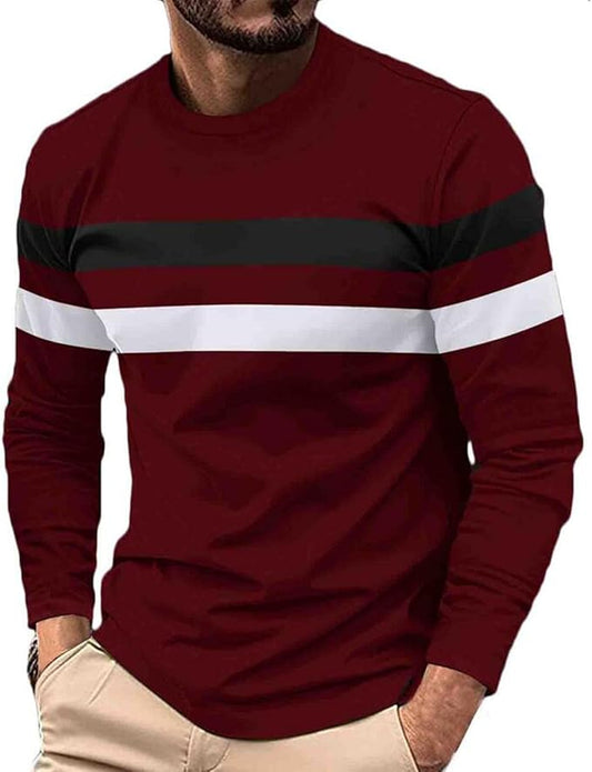 Men’s Long Sleeve Striped Crewneck Tee