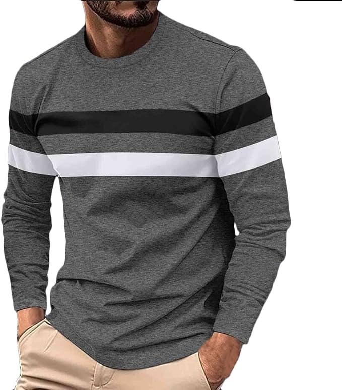 Men’s Long Sleeve Striped Crewneck Tee