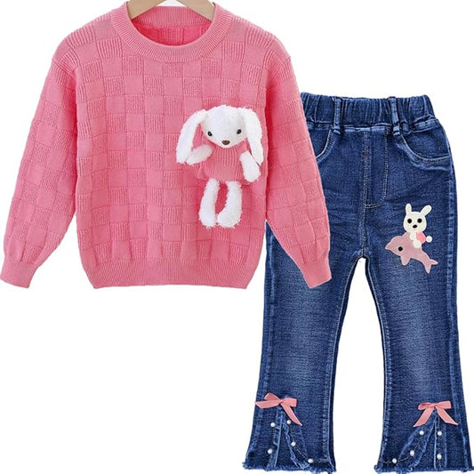 Girls' Pullover Sweater & Jeans Set
