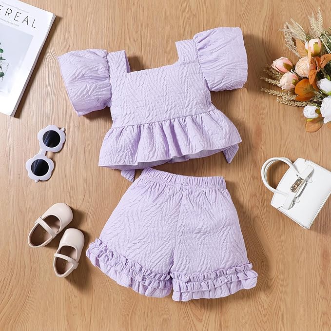 Toddler Girls’ Puff Sleeve Top & Shorts Set