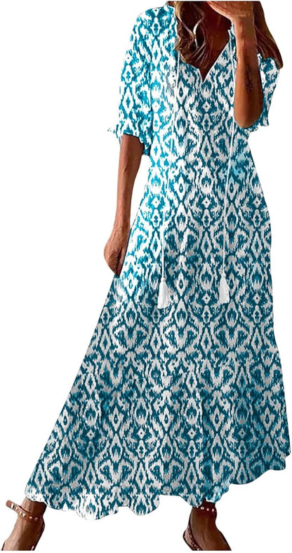 Generic Women’s Boho V-Neck Maxi Dress